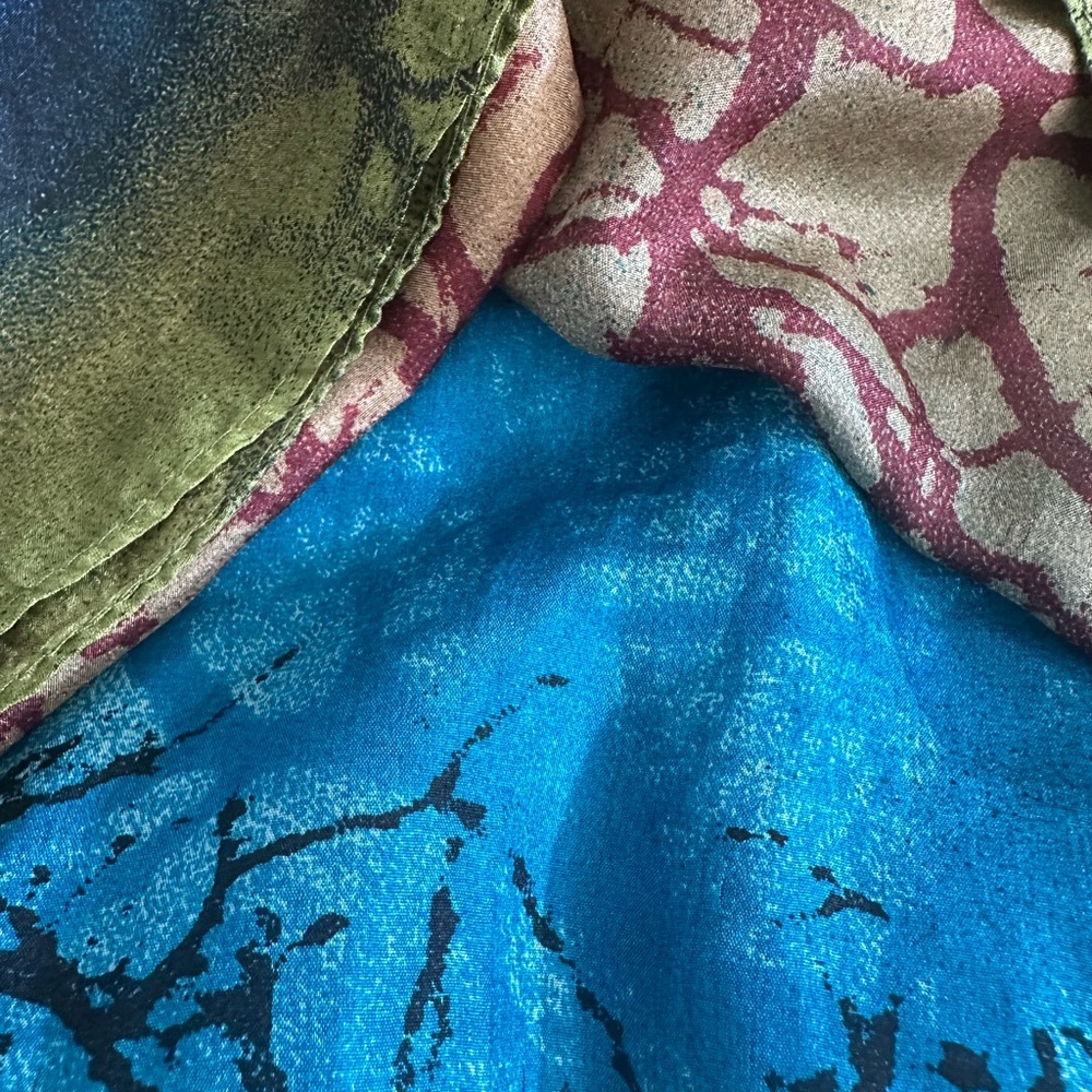 Vintage Vivante by VSA Multicolor Silk Scarf - Abstract Tree Branch Pattern - Picture 3 of 6